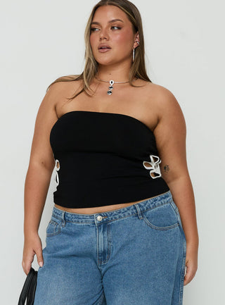 Currents Strapless Cut Out Detail Top Black Curve