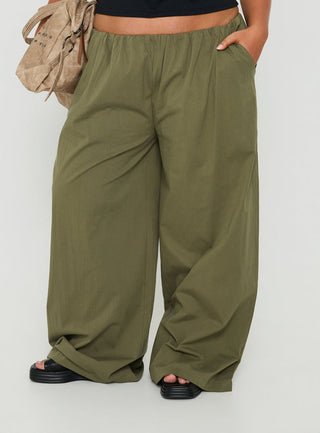 Lunea Concealed Waistband Pants Khaki Curve