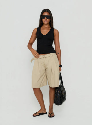 Baseline V Neck Rib Tank Top Black