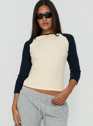 Telepathic Raglan Long Sleeve Top Cream / Navy