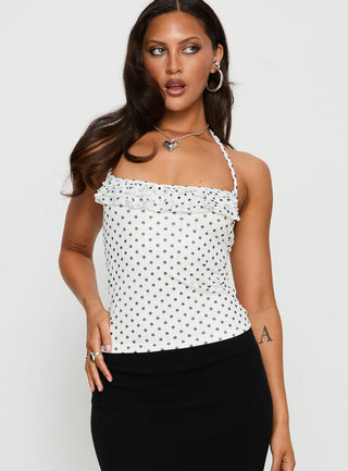 Days Of Summer Ruffle Top White Polka Dot