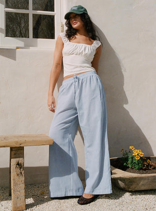 Holiday Tie Front Pant Blue White Stripe