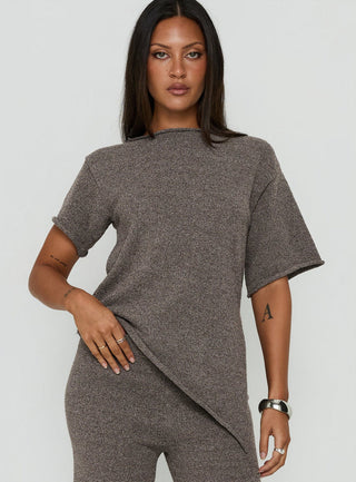 Amelise Knit Poncho Mocha