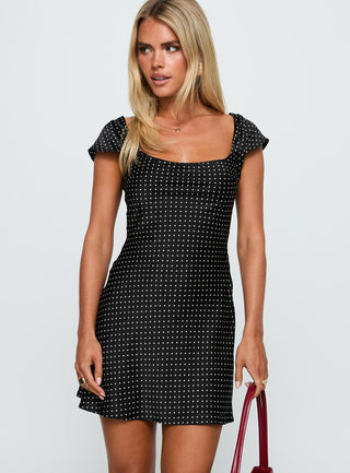 Lucienna Polka Dot Mini Dress Black  White