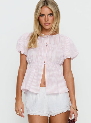 Such A Sweetie Babydoll Top Pink / White Stripe
