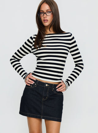 Nickei Denim Mini Skirt Raw Dark Wash
