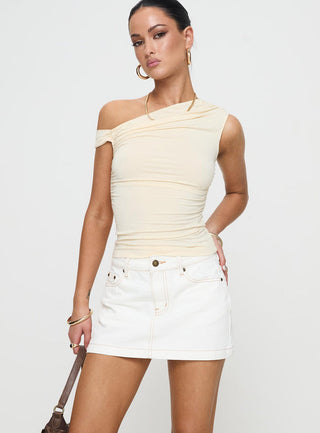 Nicolina Low Rise Denim Mini Skirt Ecru Tall