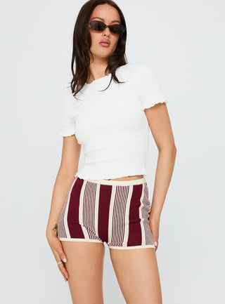 Annisten Knit Shorts Red  Cream Stripe