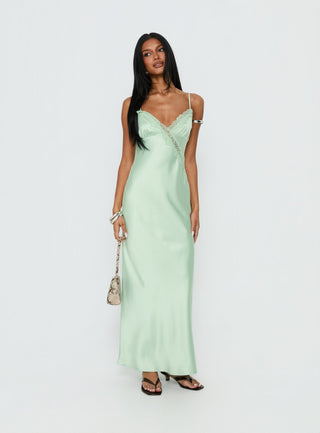 Madelene Lace V Neck Maxi Dress Jelly Mint