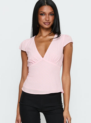 Dalanna Cap Sleeve Top Pink  Lemon Polka