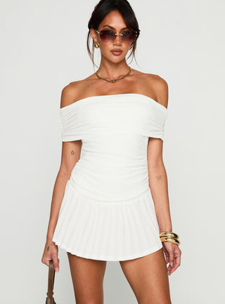 Lucianne Off The Shoulder Mini Dress White