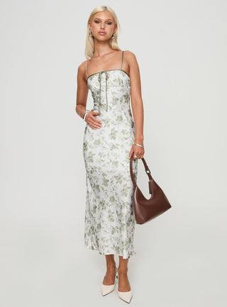 Vasiliki Maxi Dress White  Green Floral