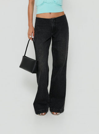 Buenos No Waist Low Rise Straight Leg Jeans Washed Black