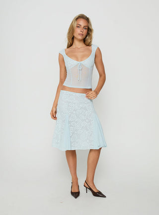 Quani Lace Midi Skirt Blue
