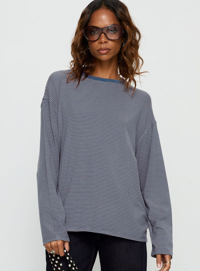 Marlah Long Sleeve Top Blue Stripe