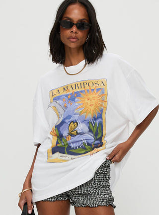 Tarot Card Oversized Graphic Top White  Multi