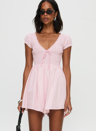 Wescott Stripe Playsuit Pink  White