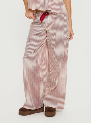 Chill Club Sleep Relaxed Pants Red  White Stripe