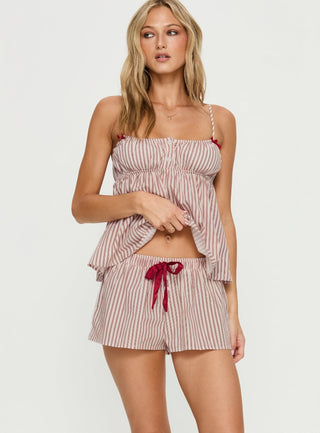 Chill Club Sleep Boxer Shorts Red  White Stripe