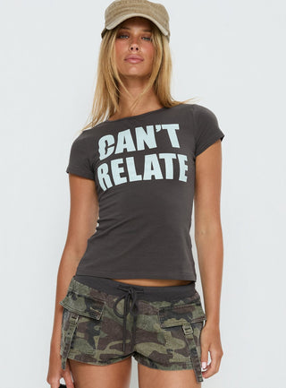 Cant Relate Graphic Top Grey  Blue