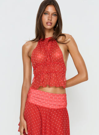 Legacy Halter Top Tomato Polka