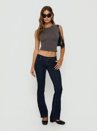 Naketa Ultra Low Rise Bootleg Jeans Raw Denim