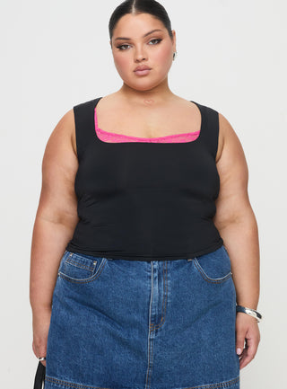 Back In Time Top Black  Pink Lace Curve
