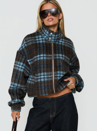 Ellissa Bomber Jacket Blue Check