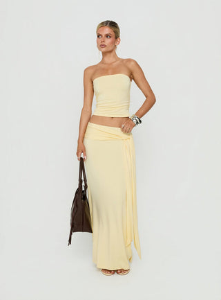 Aymee Strapless Ruched Top Yellow