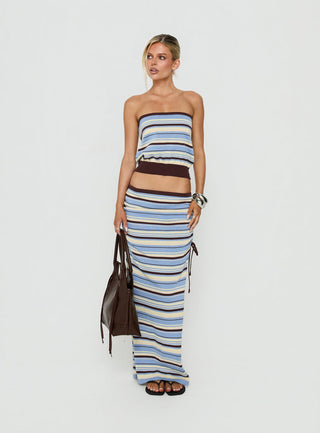 Osamie Knit Strapless Top Multi Stripe