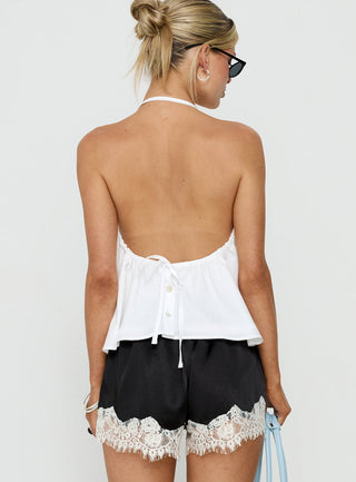 Dearest Low Back Babydoll Top White