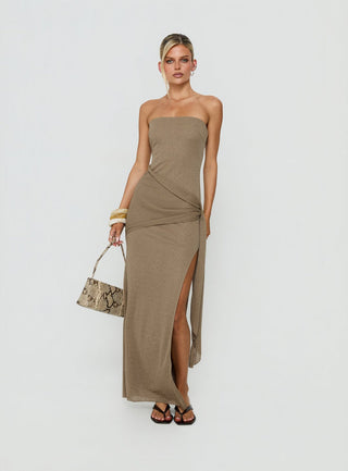 Analeah Strapless Maxi Dress Brown