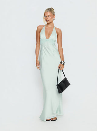 Odyssa Halter Maxi Dress Mint Green