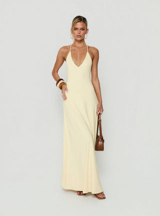 Palmas Halter Maxi Dress Butter Yellow
