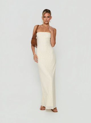Annarosa Strapless Lace Maxi Dress Cream