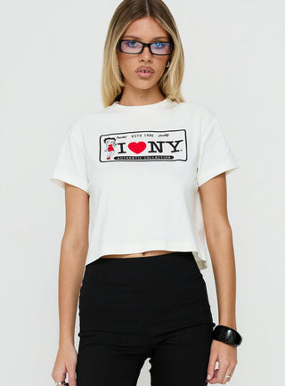 Betty Loves NY Graphic Baby Tee White