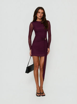 Dreww Long Sleeve Mini Dress Berry