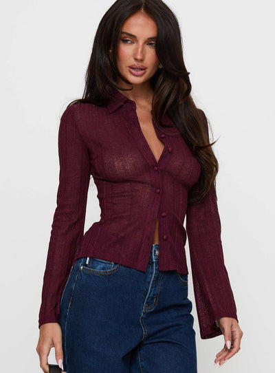 When You Sleep Long Sleeve Top Wine