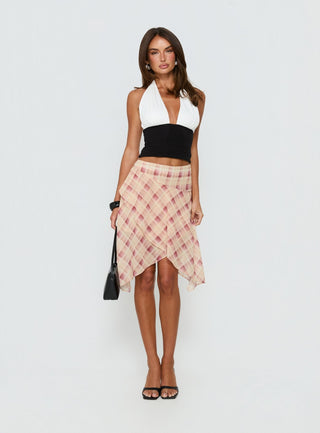 Natana Asymmetrical Midi Skirt Multi Check