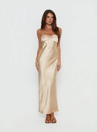 Fireproof Halter Maxi Dress Champagne
