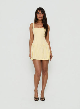 Lelouise Tie Back Mini Dress Butter Yellow