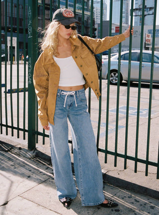 Mellowed Out Low Rise Straight Leg Jeans Mid Blue
