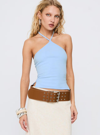Baseline Halter Rib Top Light Blue