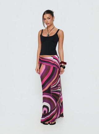Lucidia Maxi Skirt Pink Retro