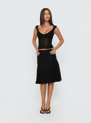 Quani Lace Midi Skirt Black