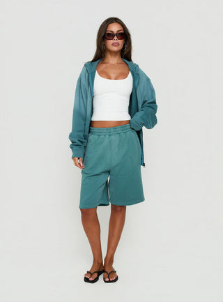 Fleece Baggy Jort Washed Teal