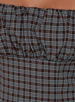 Donnamarie Mini Dress Brown Check