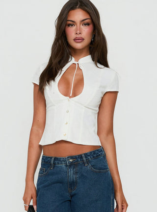 Louisiah Keyhole Top White