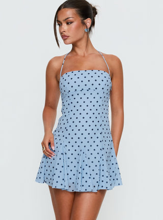 Delamere Mini Dress Blue  Navy Polka