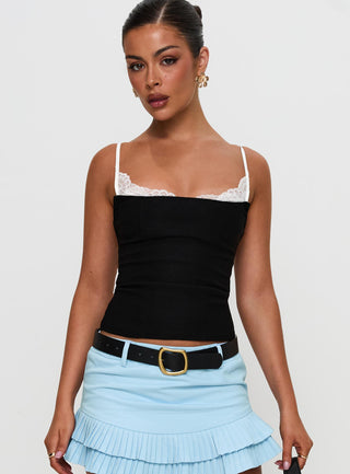 Renaissance Corset Lace Top Black  White